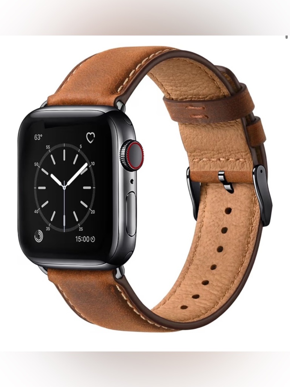 Apple Watch with Tan and Brown Leather Strap
